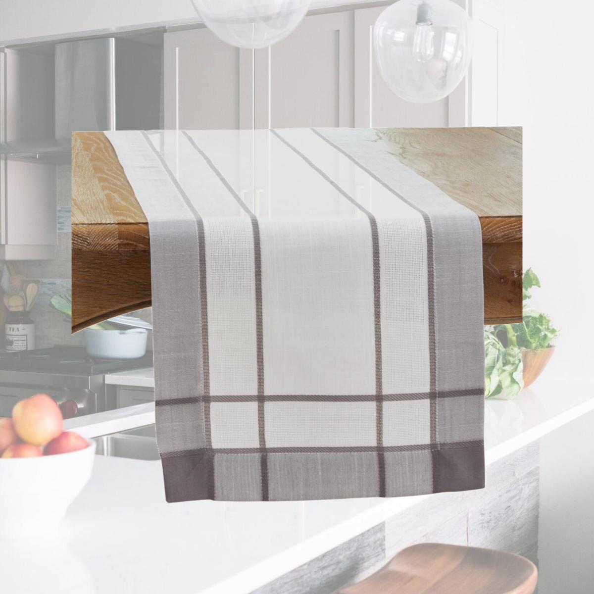 Picture of Saro 351.GY16108B 16 x 108 in. Banded Border Oblong Table Runner, Gray
