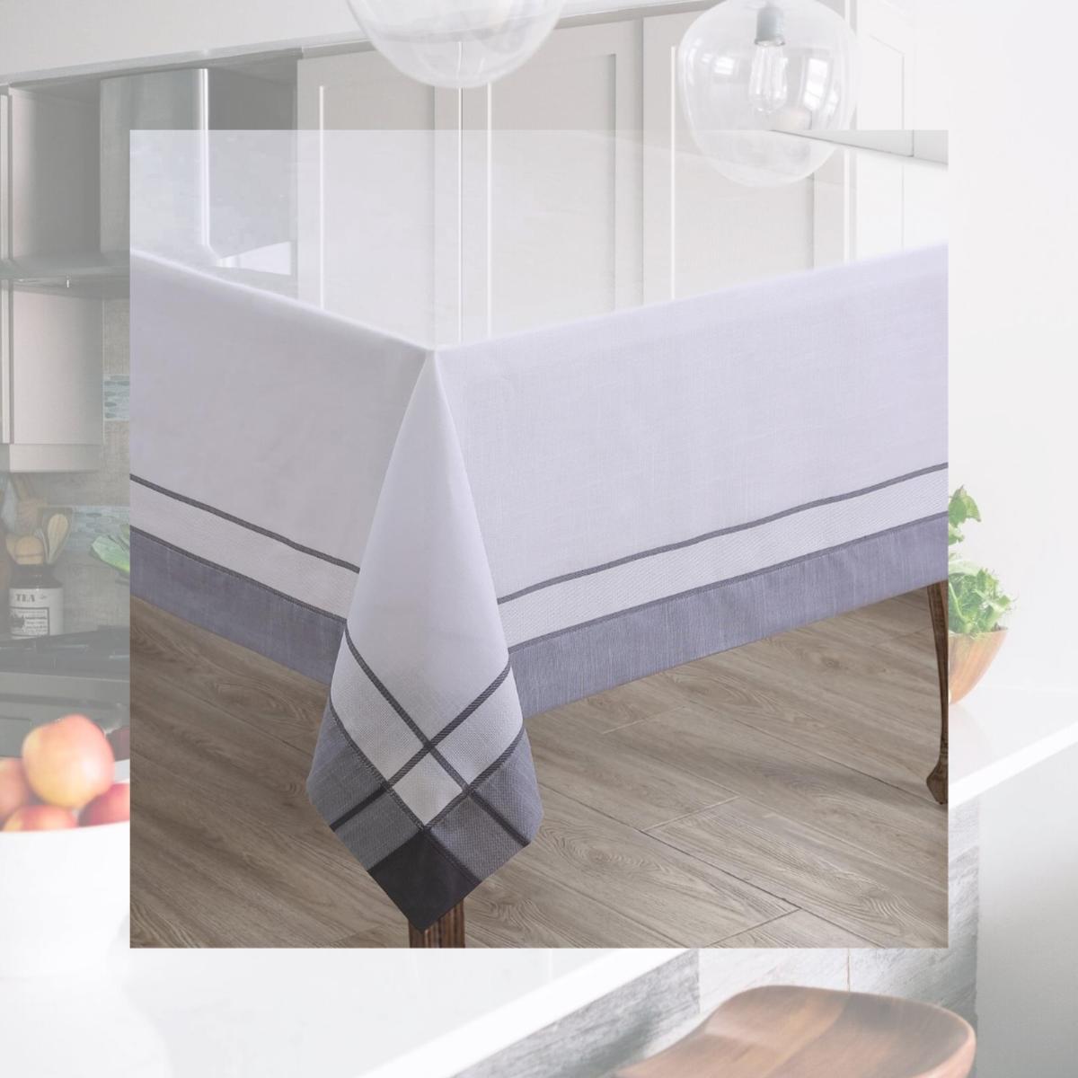 Picture of Saro 351.GY72S 72 in. Banded Border Square Tablecloth, Gray