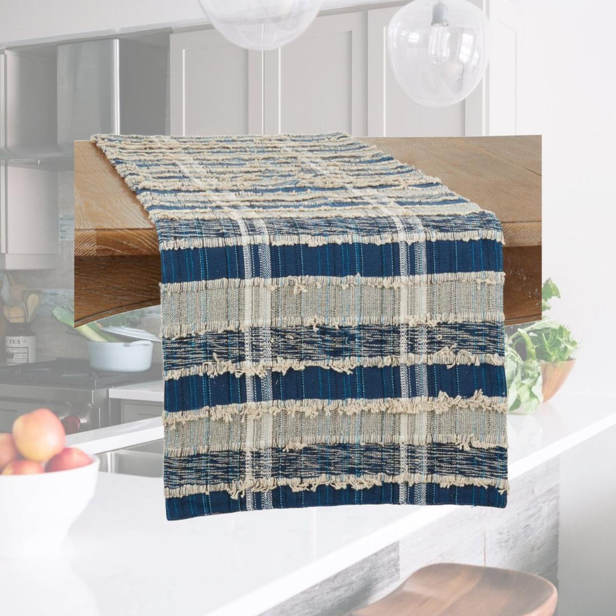 Picture of Saro 858.BL1672B 16 x 72 in. Dual-Tone Striped Woven Oblong Table Runner, Black