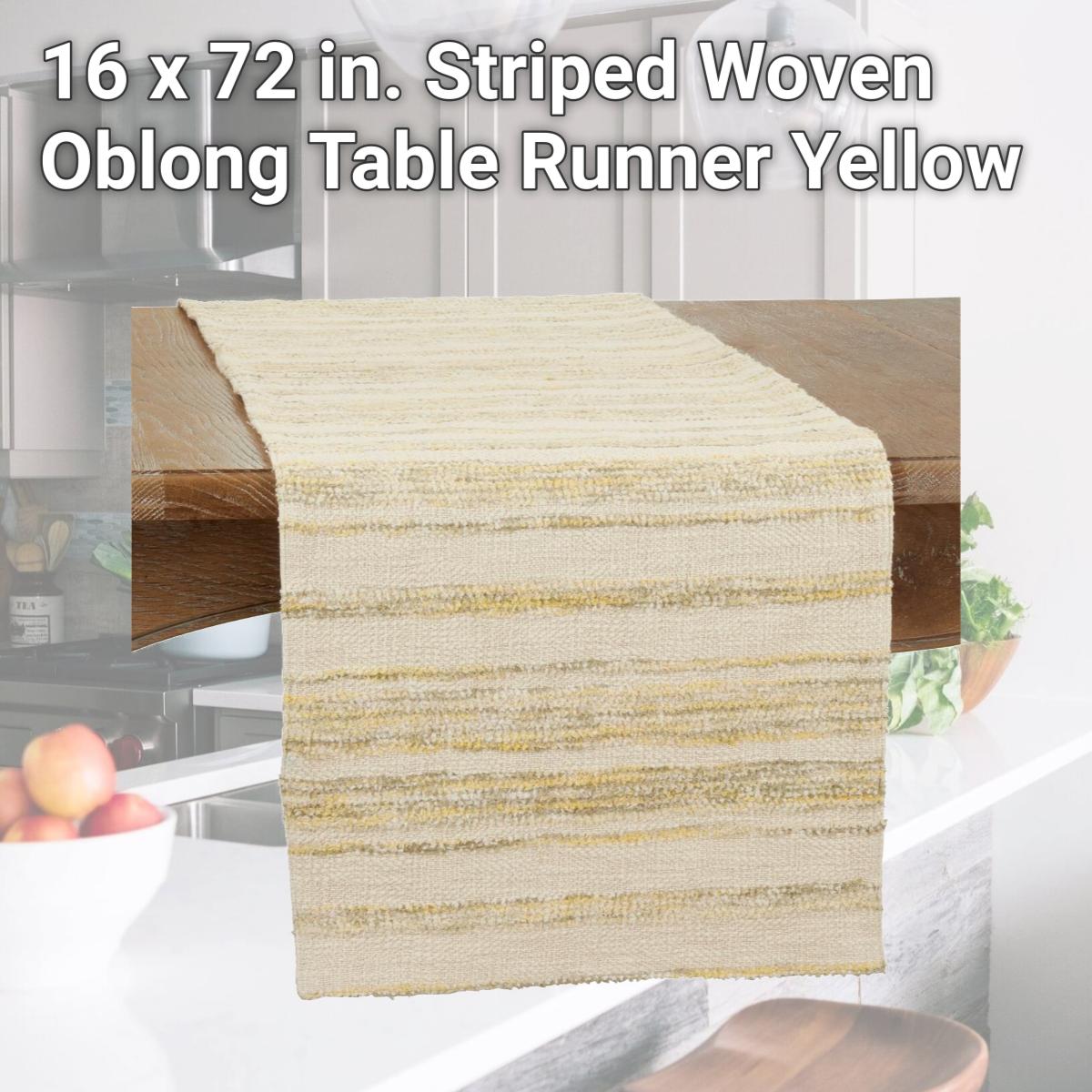Picture of Saro 856.Y1672B 16 x 72 in. Striped Woven Oblong Table Runner, Yellow
