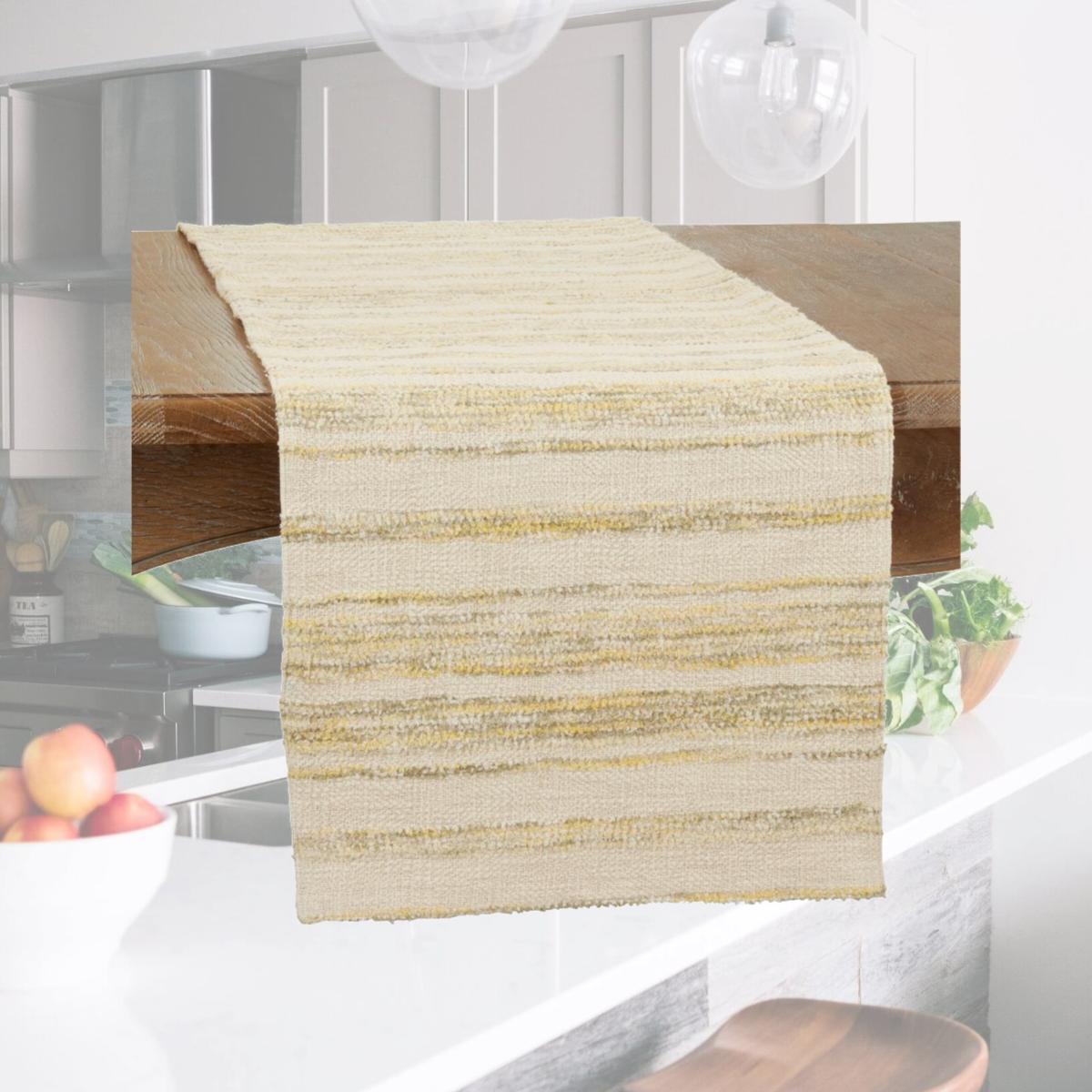 Picture of Saro 856.Y1672B 16 x 72 in. Striped Woven Oblong Table Runner, Yellow