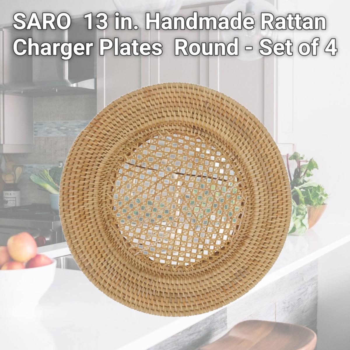 Picture of SARO CH714.N13R 13 in. Handmade Rattan Charger Plates  Round - Set of 4