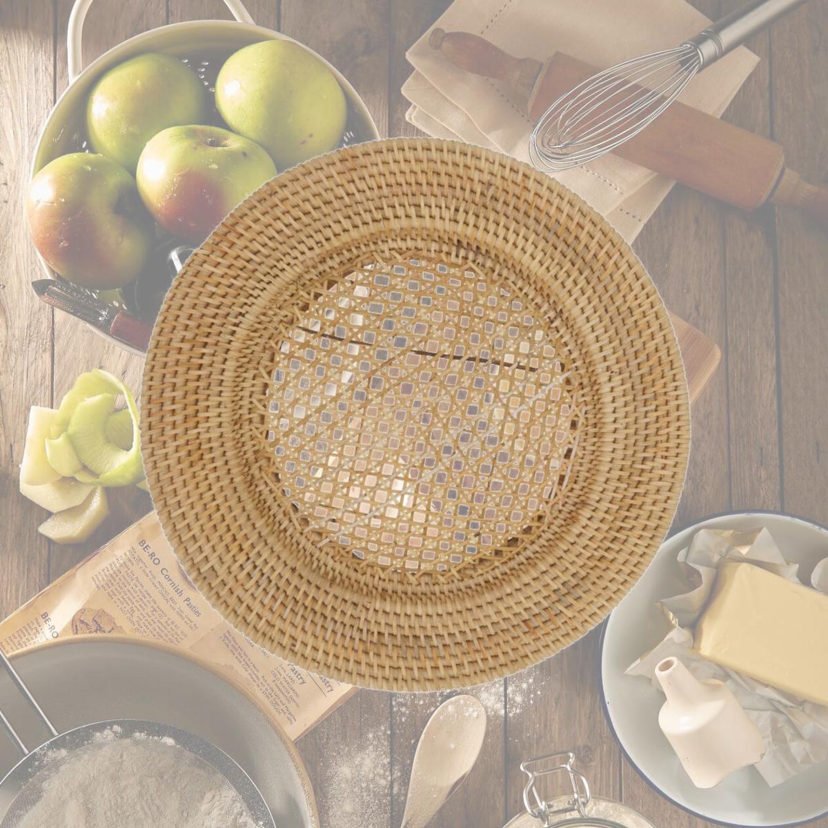 Picture of SARO CH714.N13R 13 in. Handmade Rattan Charger Plates  Round - Set of 4