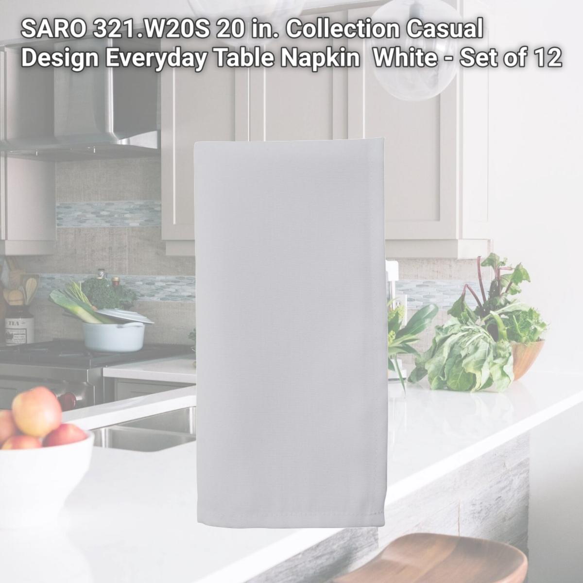 Picture of SARO 321.W20S 20 in. Collection Casual Design Everyday Table Napkin  White - Set of 12