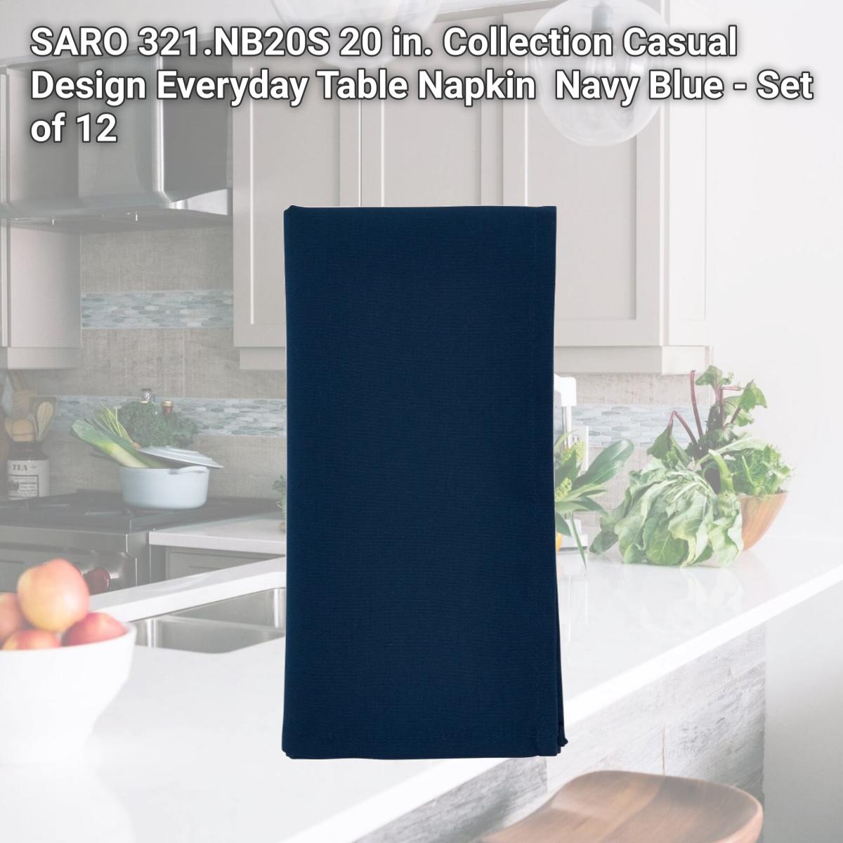 Picture of SARO 321.NB20S 20 in. Collection Casual Design Everyday Table Napkin  Navy Blue - Set of 12