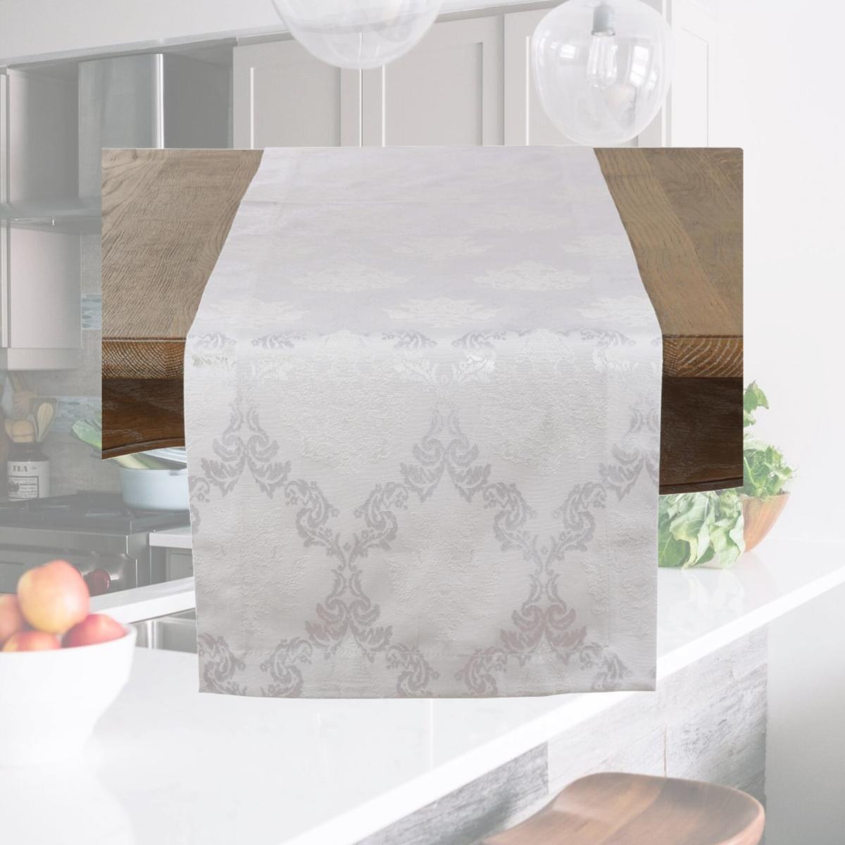 Picture of Saro Lifestyle DM888.W15120B Damask Table Runner, White