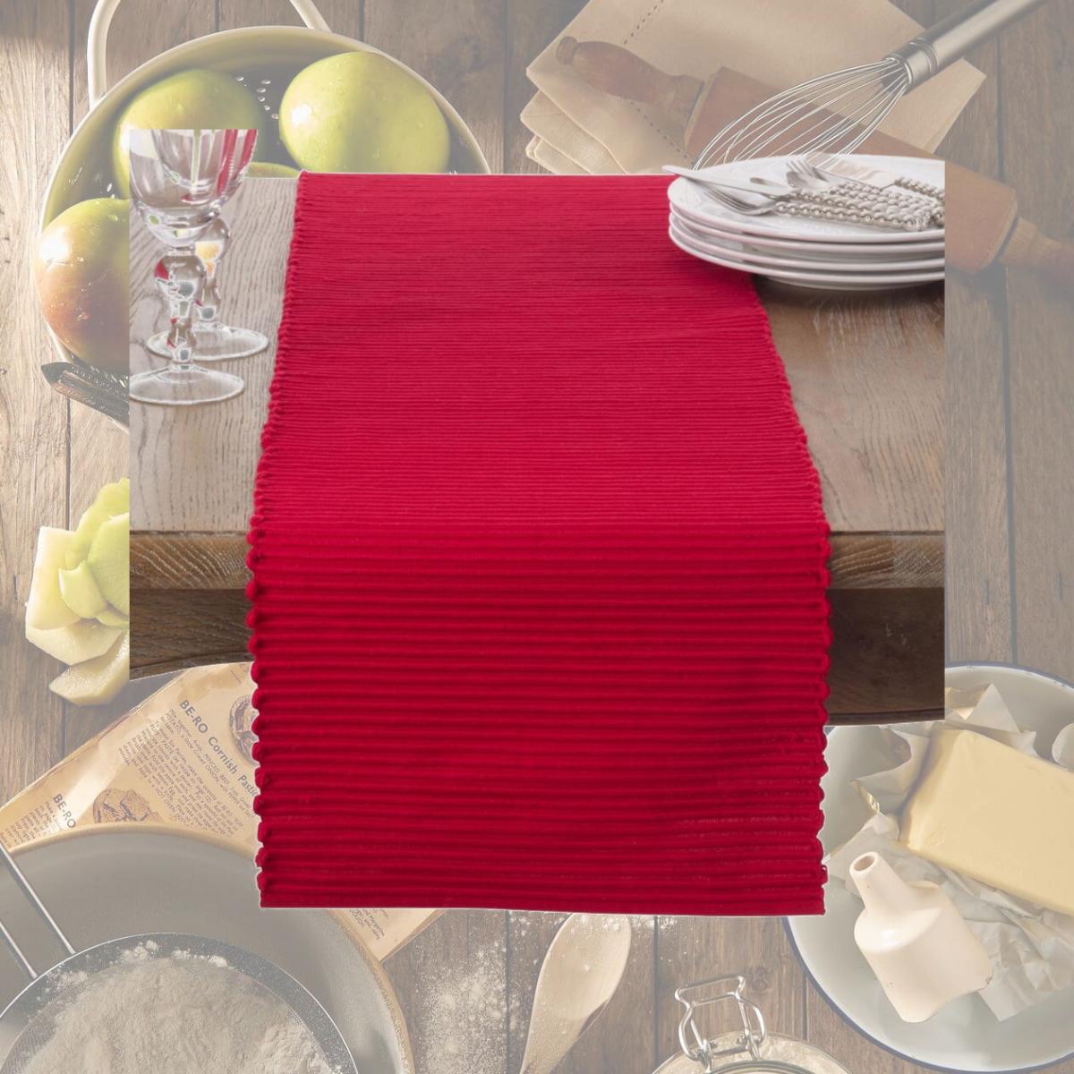Picture of Saro Lifestyle 2126.R13120B 120 in. Ribbed Design Table Runner, Red