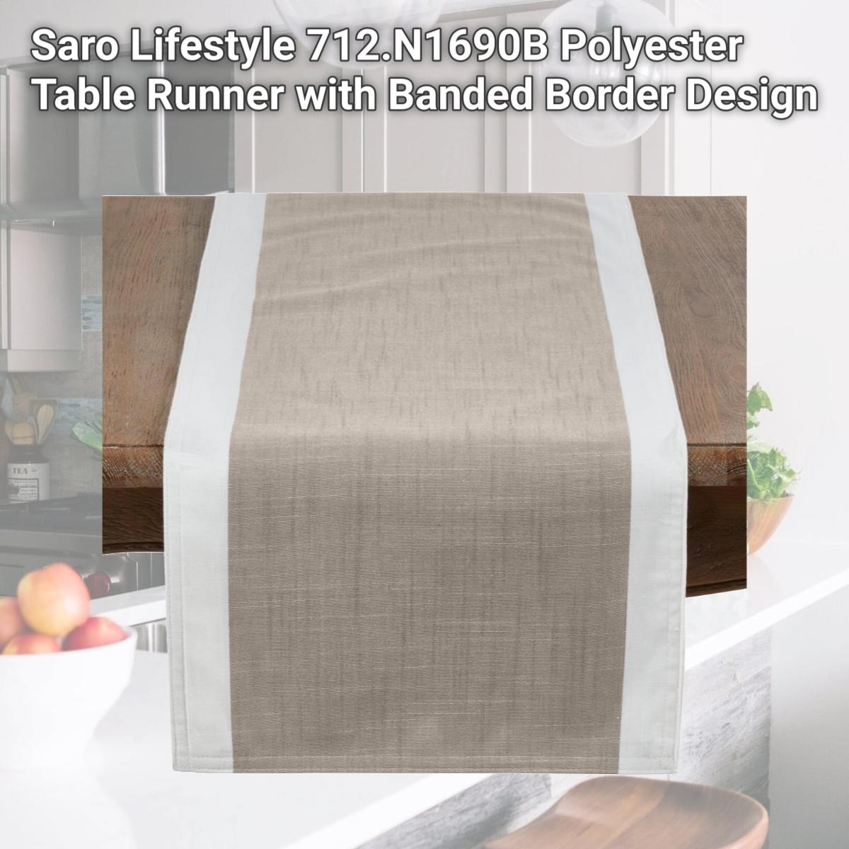Picture of Saro Lifestyle 712.N1690B Polyester Table Runner with Banded Border Design