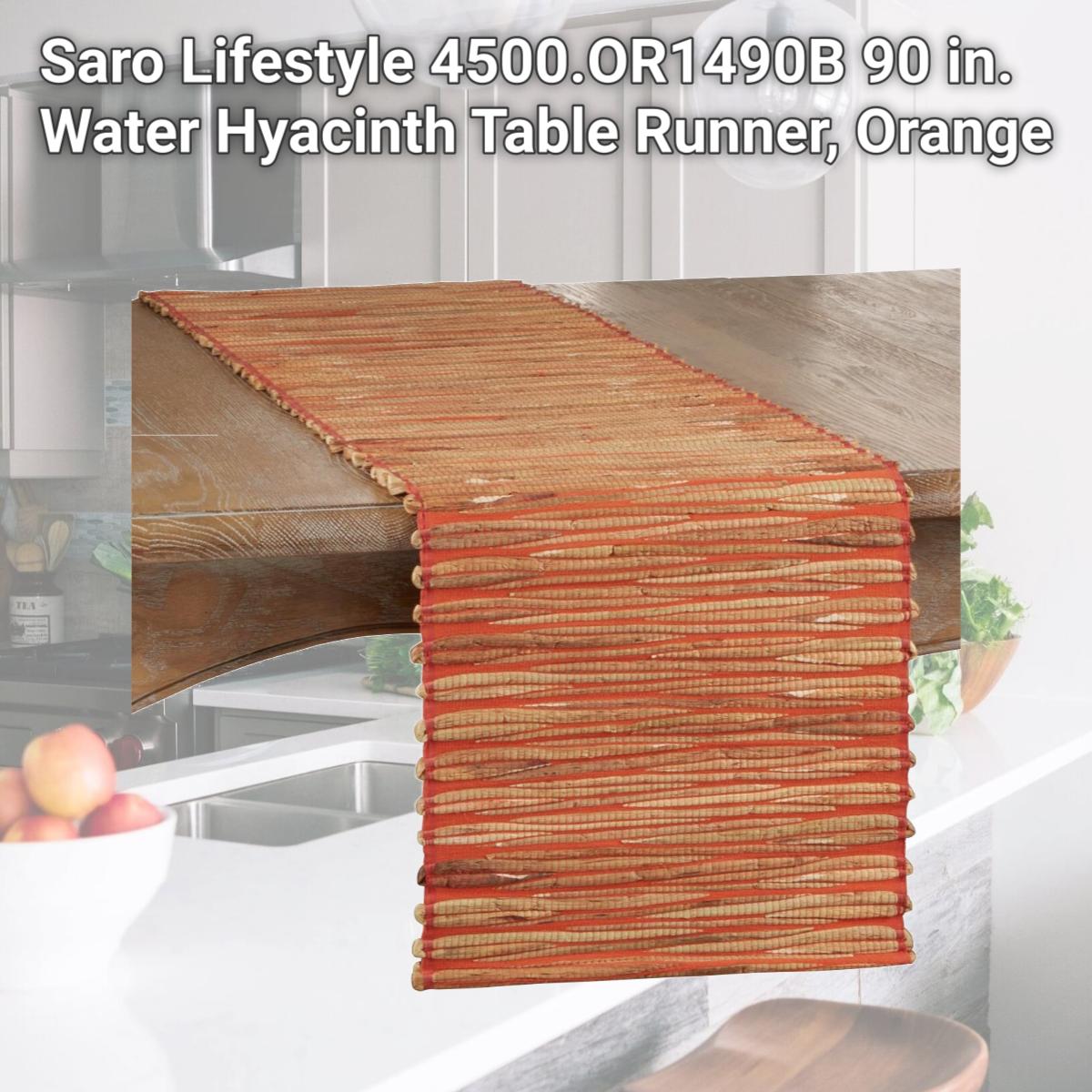 Picture of Saro Lifestyle 4500.OR1490B 90 in. Water Hyacinth Table Runner, Orange