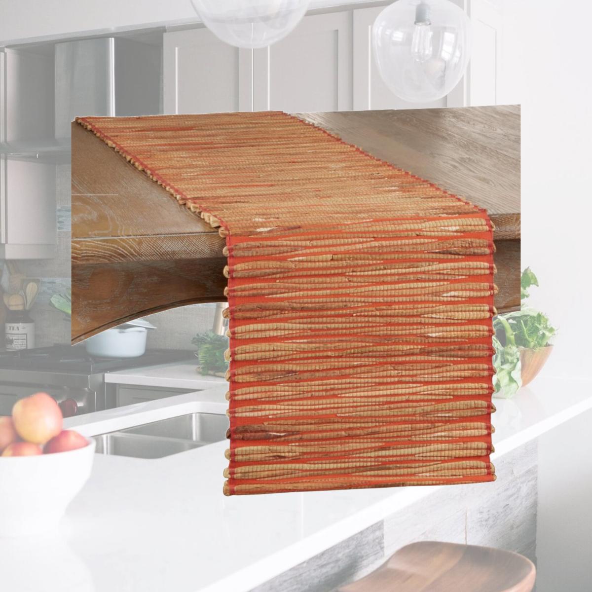 Picture of Saro Lifestyle 4500.OR1490B 90 in. Water Hyacinth Table Runner, Orange