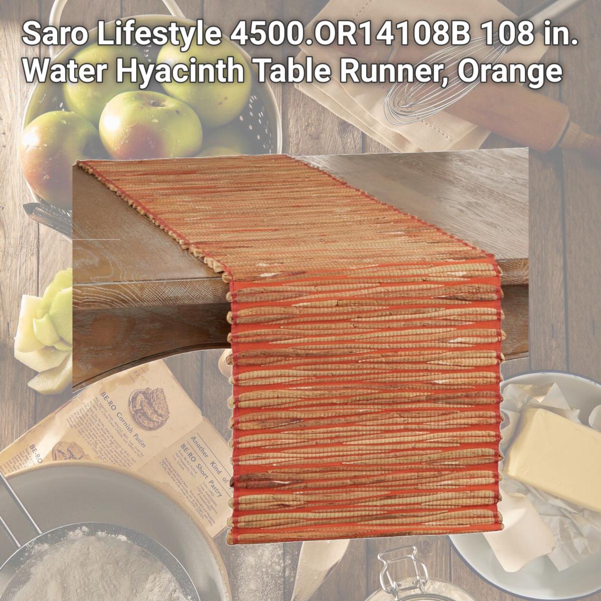 Picture of Saro Lifestyle 4500.OR14108B 108 in. Water Hyacinth Table Runner, Orange