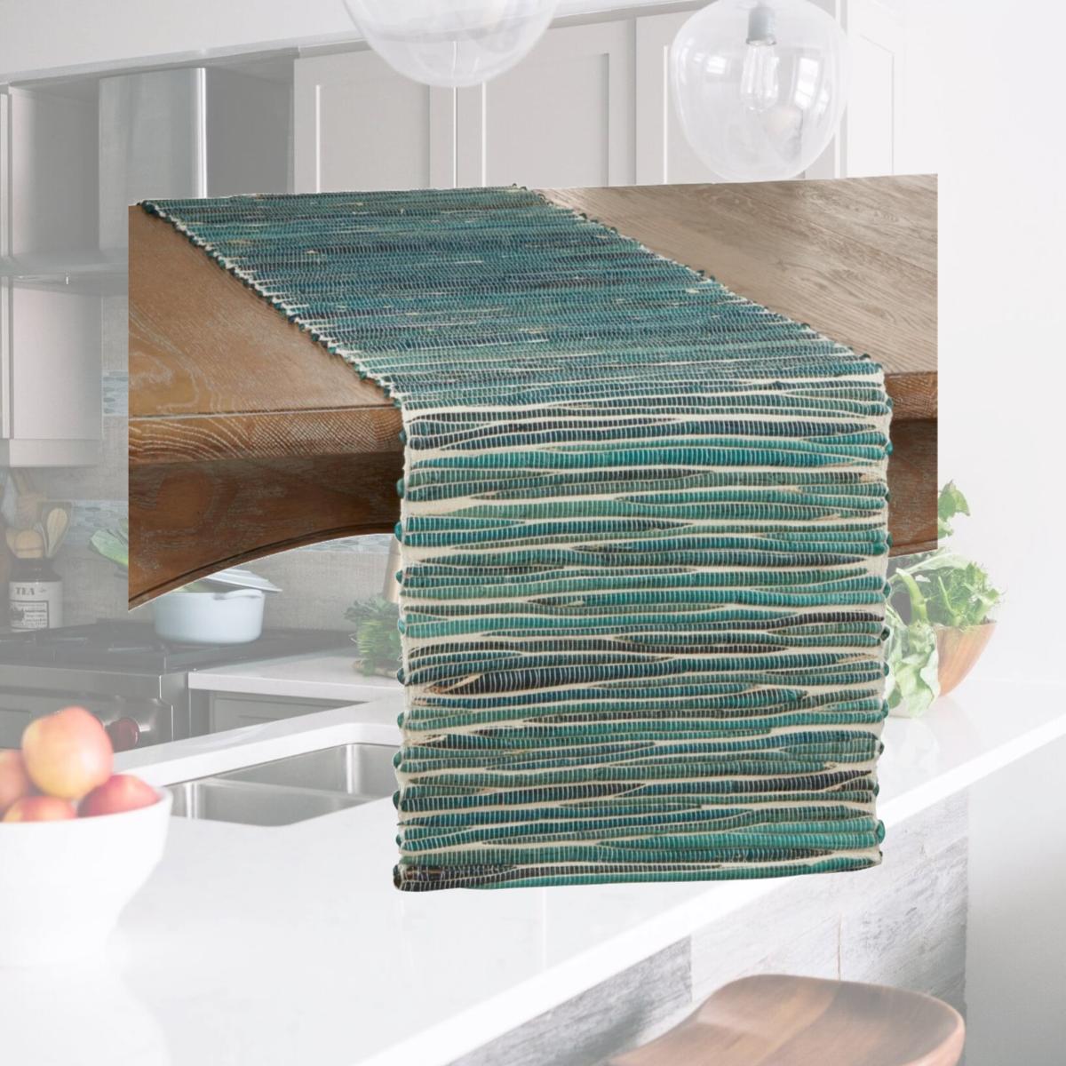 Picture of Saro Lifestyle 4500.TQ1454B 14 x 54 in. Water Hyacinth Table Runner, Turquoise