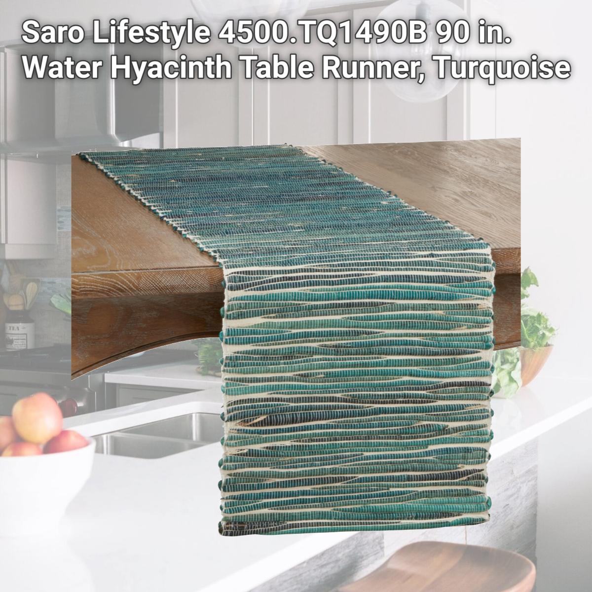 Picture of Saro Lifestyle 4500.TQ1490B 90 in. Water Hyacinth Table Runner, Turquoise