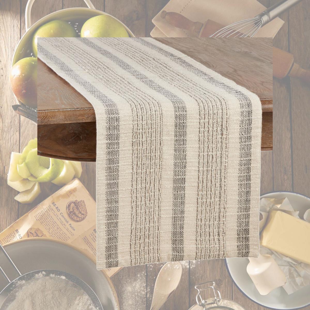 Picture of Saro Lifestyle 1024.I1654B 16 x 54 in. Woven Striped Table Runner, Ivory