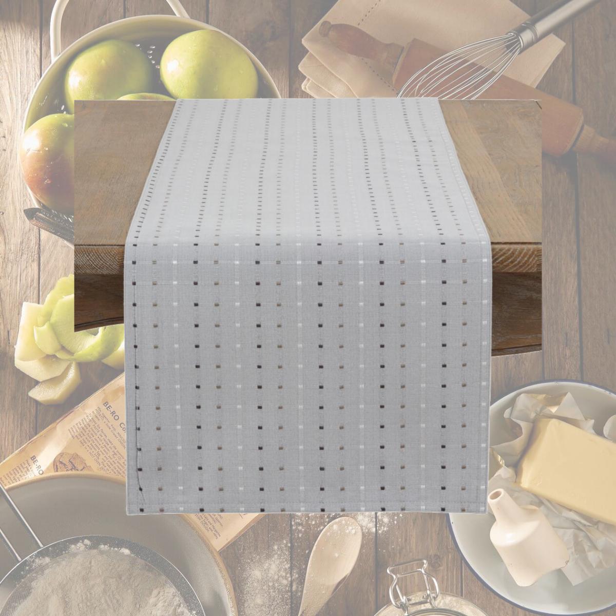 Picture of Saro Lifestyle 2136.GY1690B 90 in. Square Stitched Line Table Runner, Gray