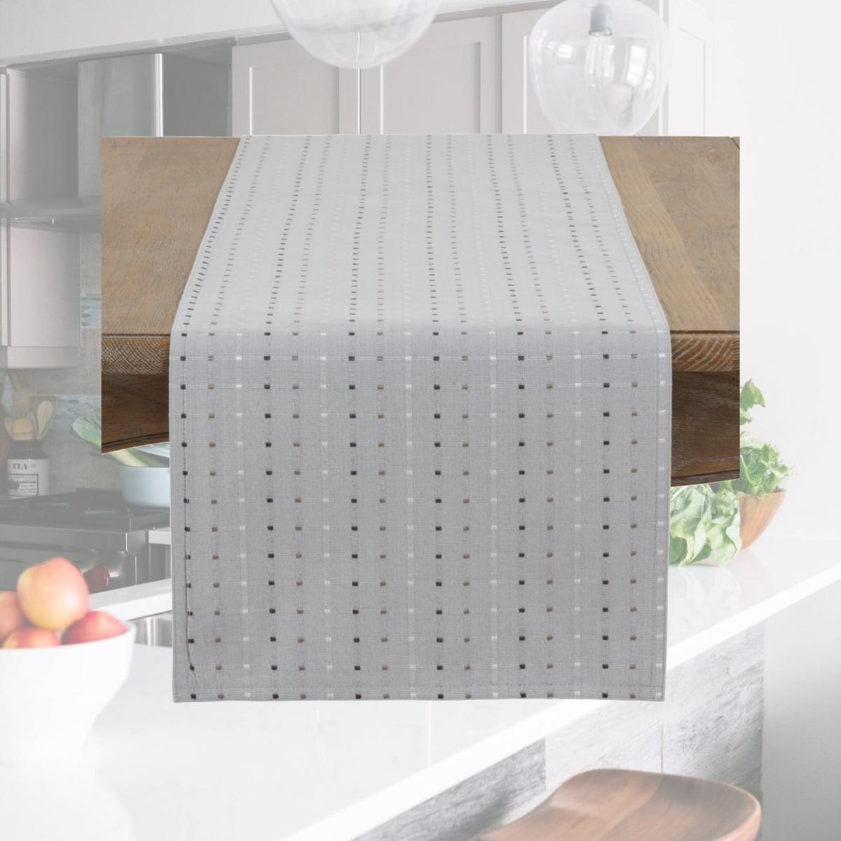 Picture of Saro Lifestyle 2136.GY16108B 108 in. Square Stitched Line Table Runner, Gray