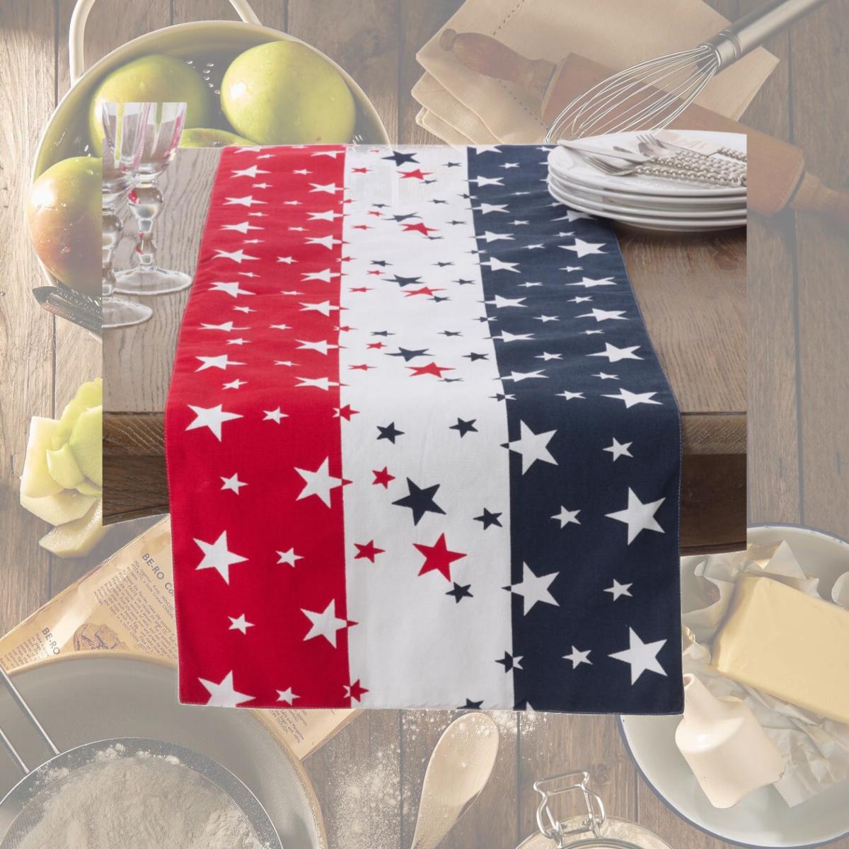 Picture of Saro Lifestyle 1094.M1690B 16 x 90 in. 4th of July Cotton Table Runner, Red White & Blue