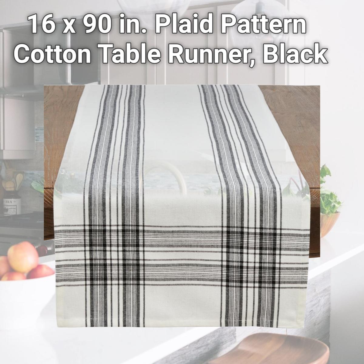 Picture of Saro Lifestyle 6562.BK1690B 16 x 90 in. Plaid Pattern Cotton Table Runner, Black