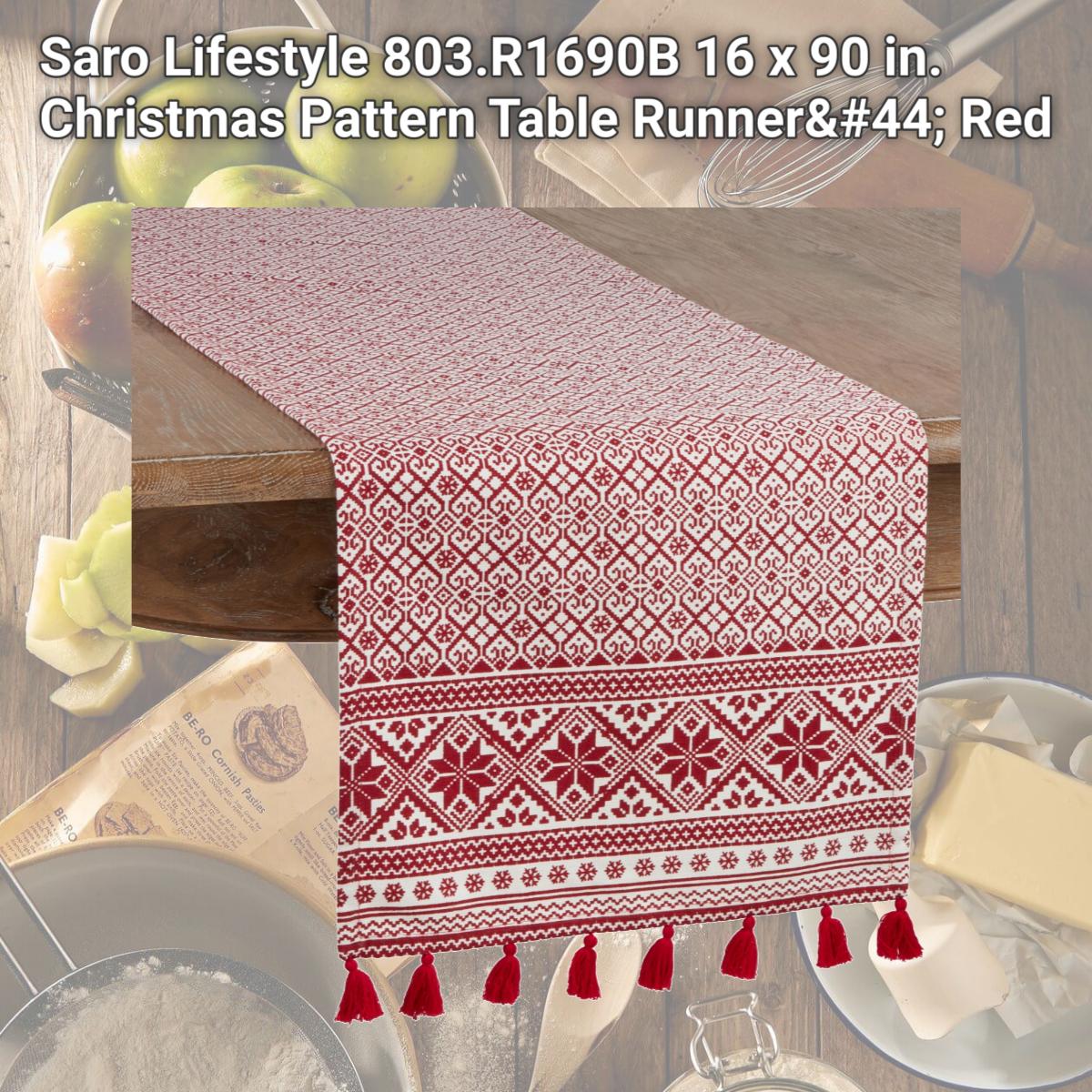 Picture of Saro Lifestyle 803.R1690B 16 x 90 in. Christmas Pattern Table Runner, Red