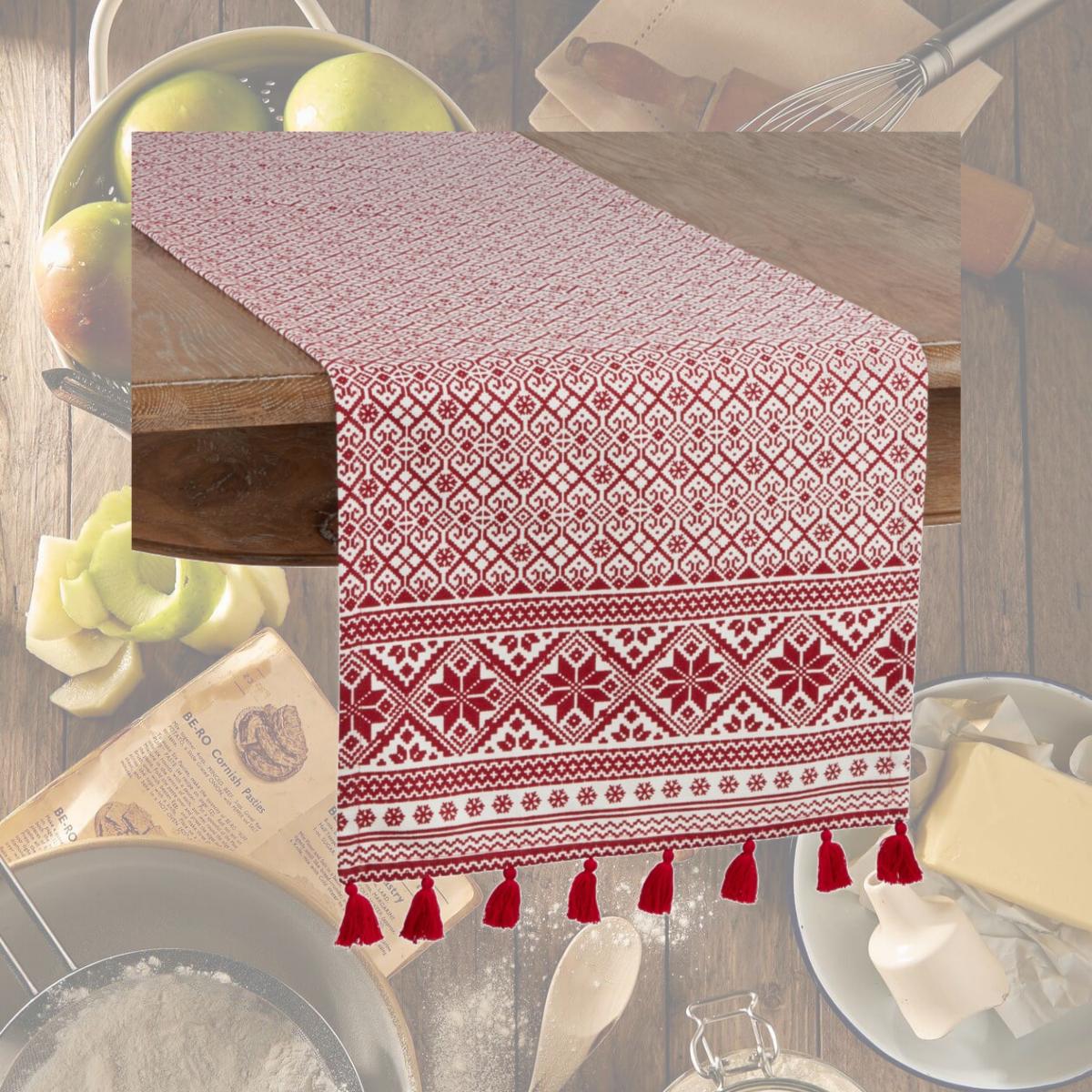 Picture of Saro Lifestyle 803.R1690B 16 x 90 in. Christmas Pattern Table Runner, Red