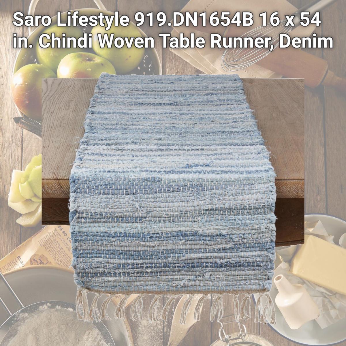 Picture of Saro Lifestyle 919.DN1654B 16 x 54 in. Chindi Woven Table Runner, Denim