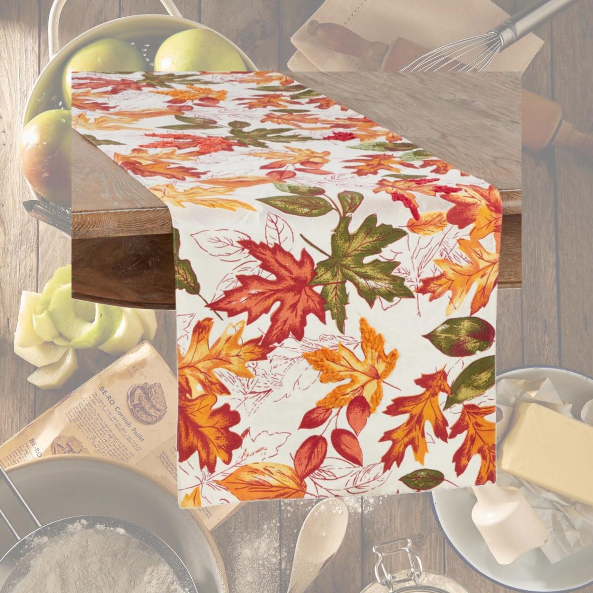 Picture of Saro Lifestyle 1227.M1654B 16 x 54 in. Embroidered Autumn Leaves Table Runner, Multi Color