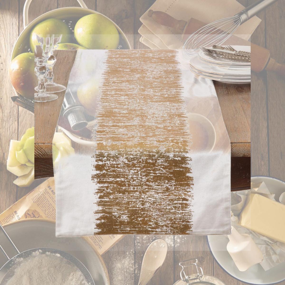 Picture of Saro Lifestyle 700.GL16108B 108 in. Metallic Banded Design Cotton Table Runner, Gold