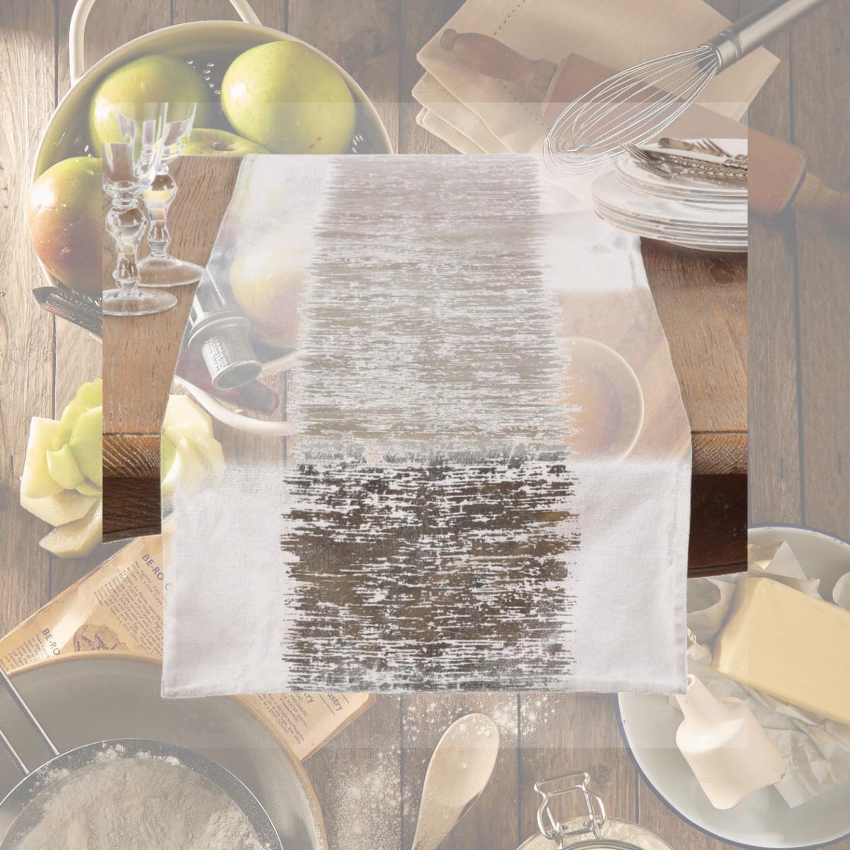 Picture of Saro Lifestyle 700.S1690B 90 in. Metallic Banded Design Cotton Table Runner, Silver