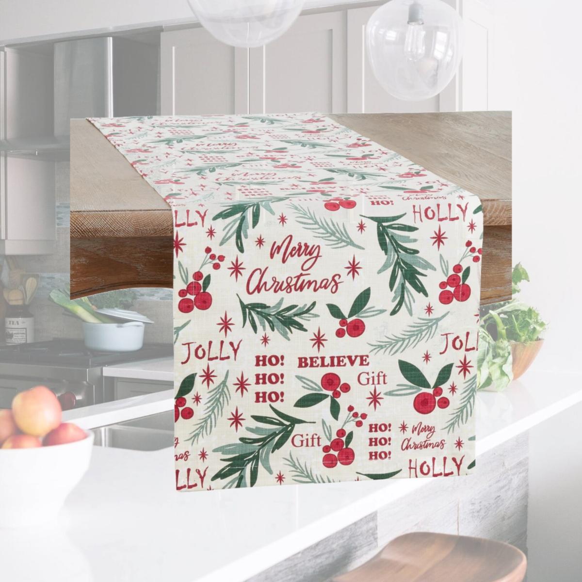 Picture of Saro Lifestyle 2128.M1490B Holly Christmas Table Runner