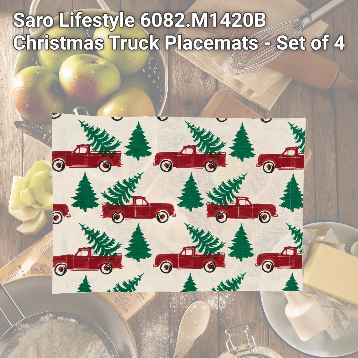 Picture of Saro Lifestyle 6082.M1420B Christmas Truck Placemats - Set of 4