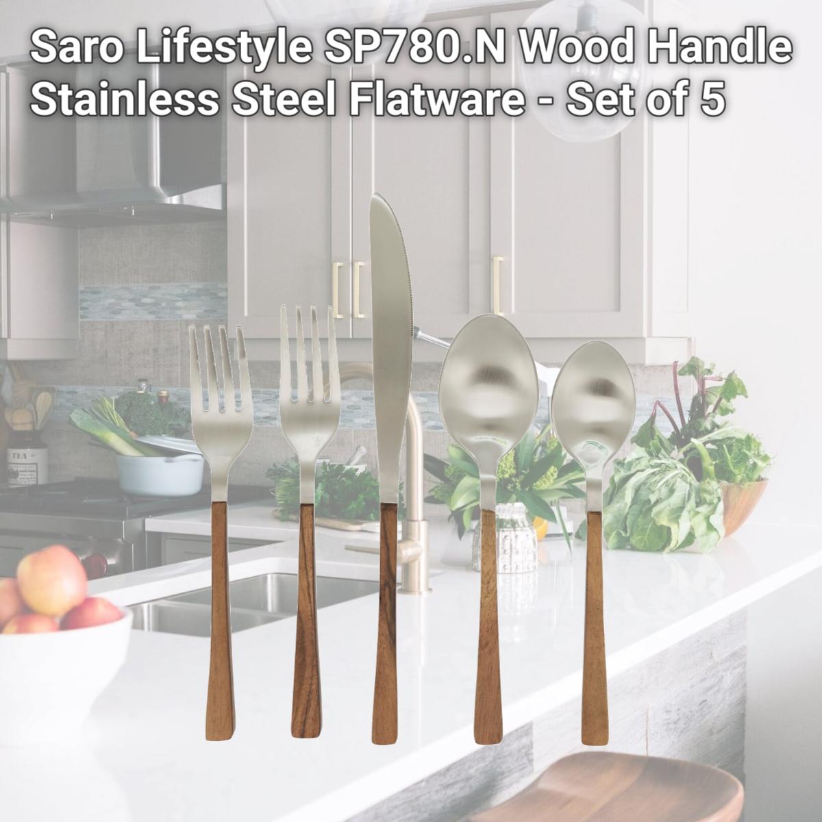 Picture of Saro Lifestyle SP780.N Wood Handle Stainless Steel Flatware - Set of 5