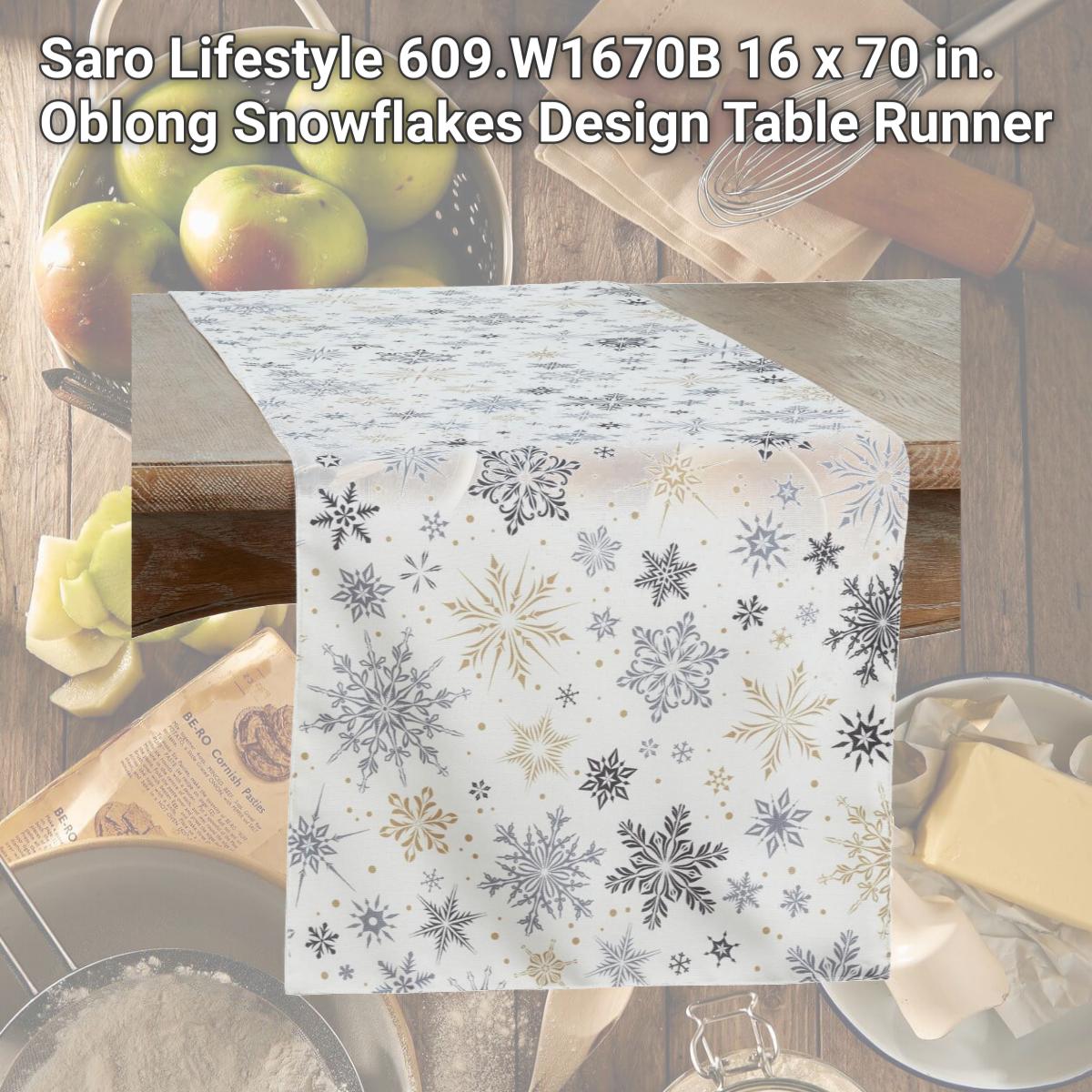 Picture of Saro Lifestyle 609.W1670B 16 x 70 in. Oblong Snowflakes Design Table Runner