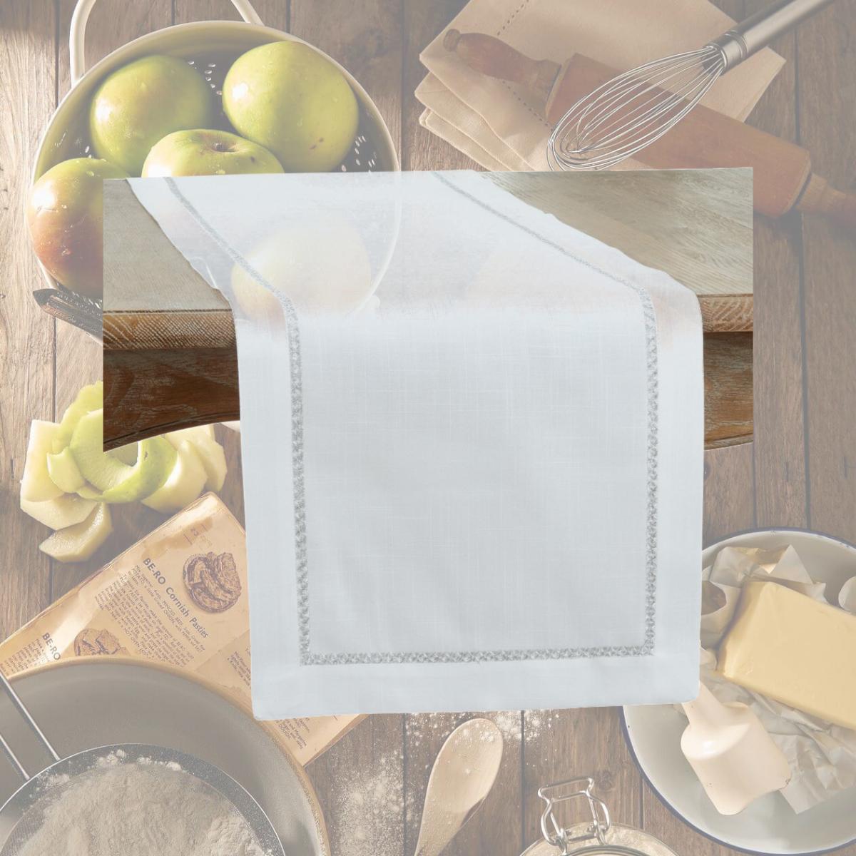 Picture of Saro Lifestyle 5603.S1672B 16 x 72 in. Embroidered Border Oblong Table Runner, Silver
