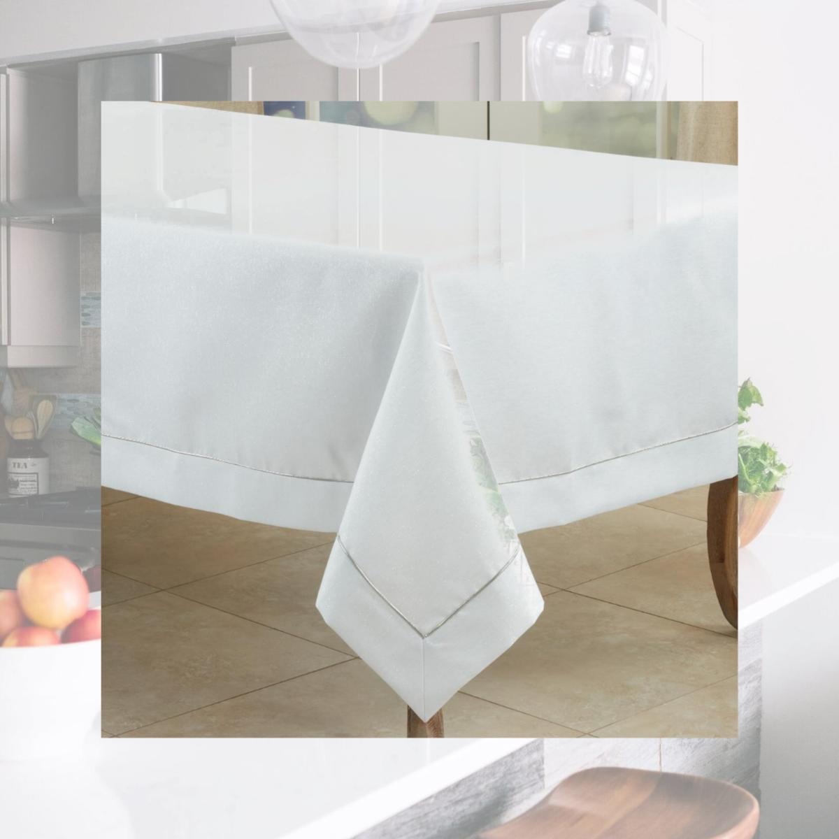 Picture of Saro Lifestyle 9110.W65104B Shimmering Tablecloth with Piping Detail