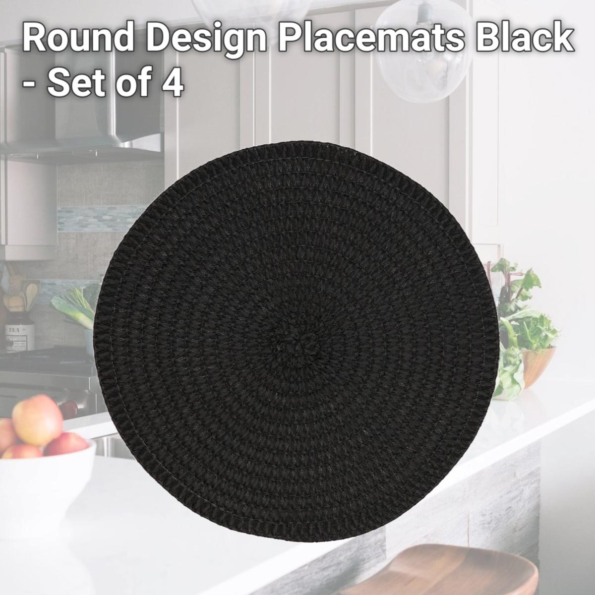 Picture of Saro Lifestyle 2803.BK15R Round Design Placemats, Black - Set of 4