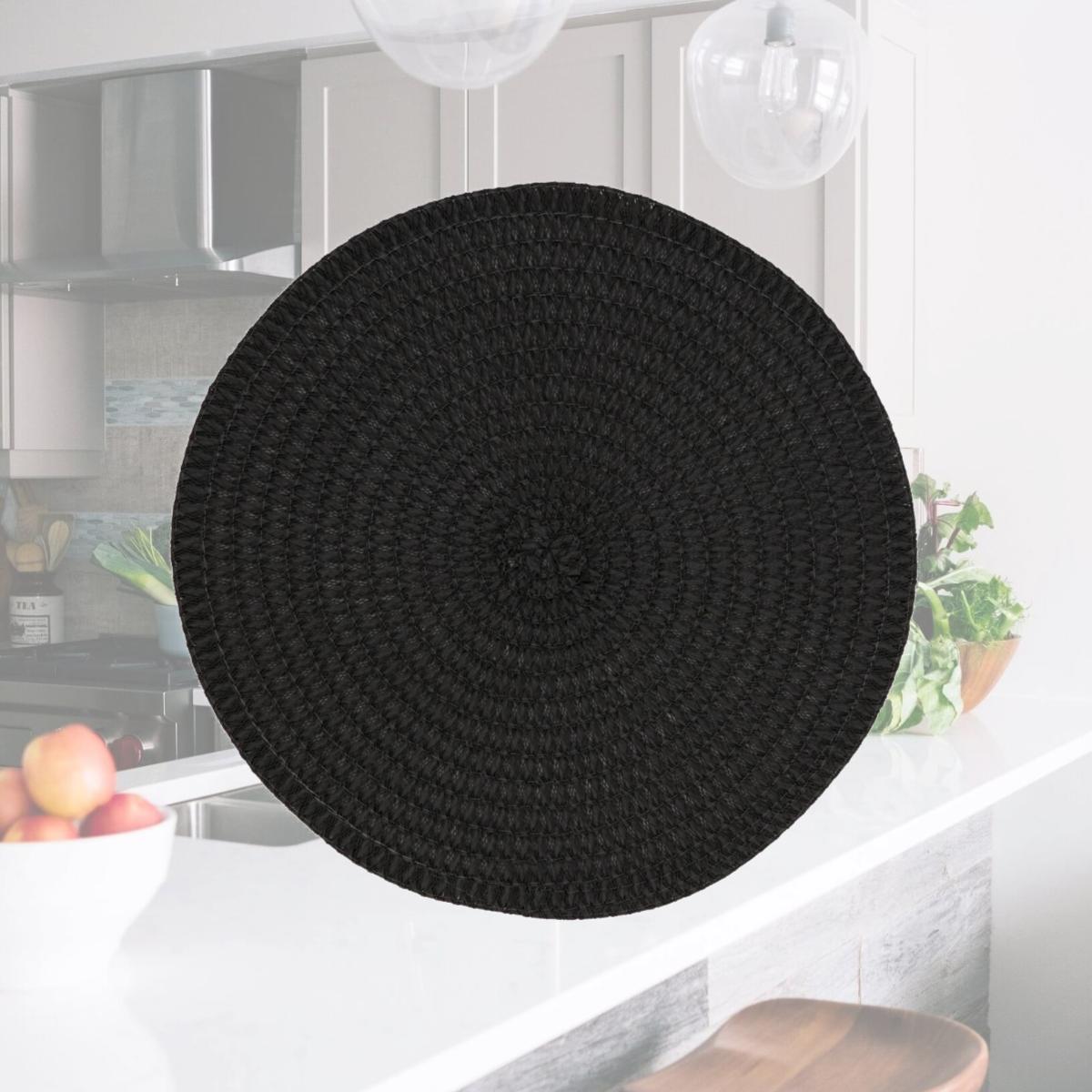 Picture of Saro Lifestyle 2803.BK15R Round Design Placemats, Black - Set of 4