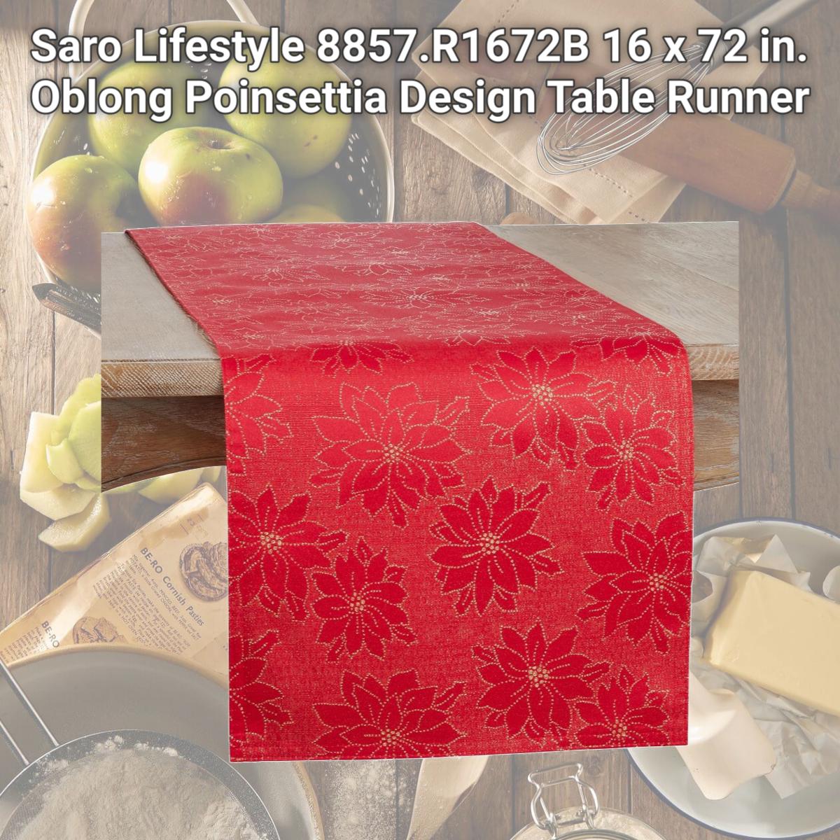 Picture of Saro Lifestyle 8857.R1672B 16 x 72 in. Oblong Poinsettia Design Table Runner