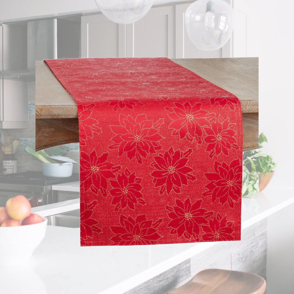 Picture of Saro Lifestyle 8857.R1672B 16 x 72 in. Oblong Poinsettia Design Table Runner