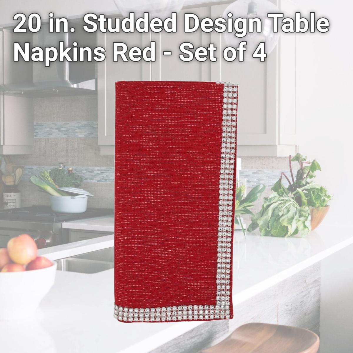 Picture of Saro Lifestyle 315.R20S 20 in. Studded Design Table Napkins, Red - Set of 4
