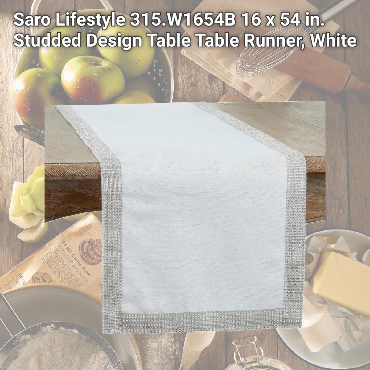 Picture of Saro Lifestyle 315.W1654B 16 x 54 in. Studded Design Table Table Runner, White