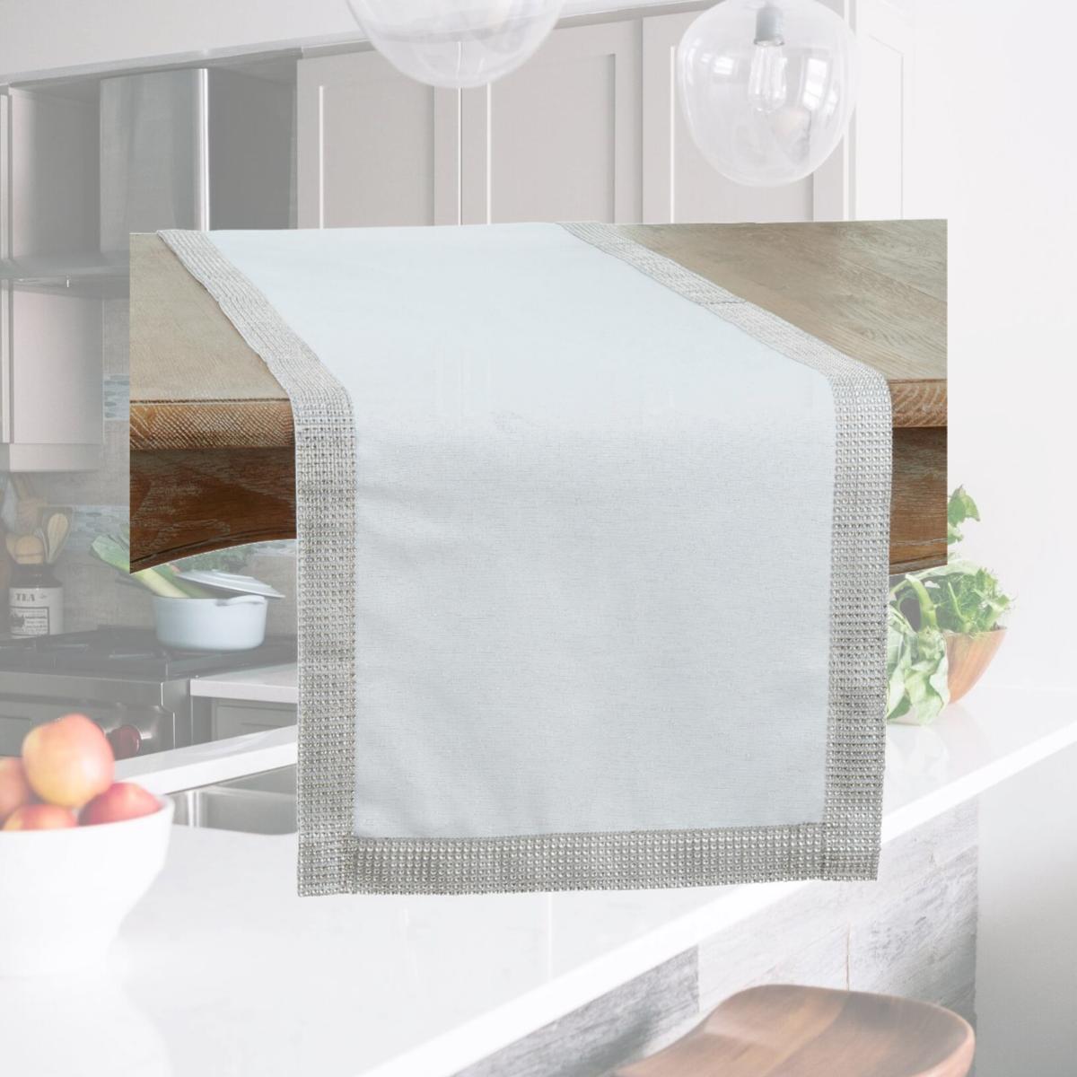 Picture of Saro Lifestyle 315.W1690B 16 x 90 in. Studded Design Table Table Runner, White