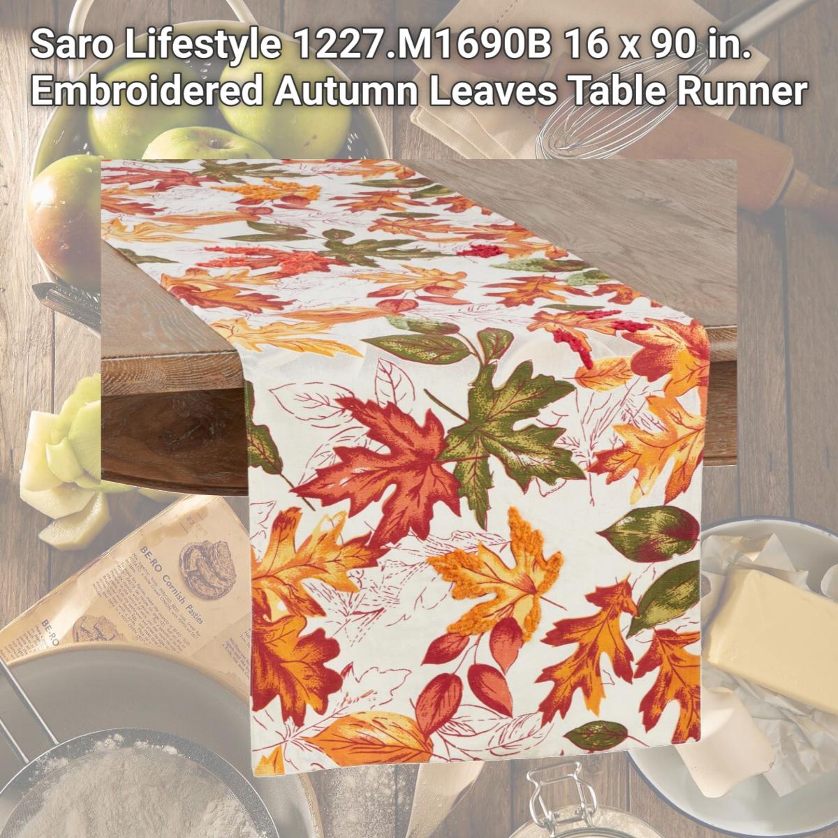 Picture of Saro Lifestyle 1227.M1690B 16 x 90 in. Embroidered Autumn Leaves Table Runner