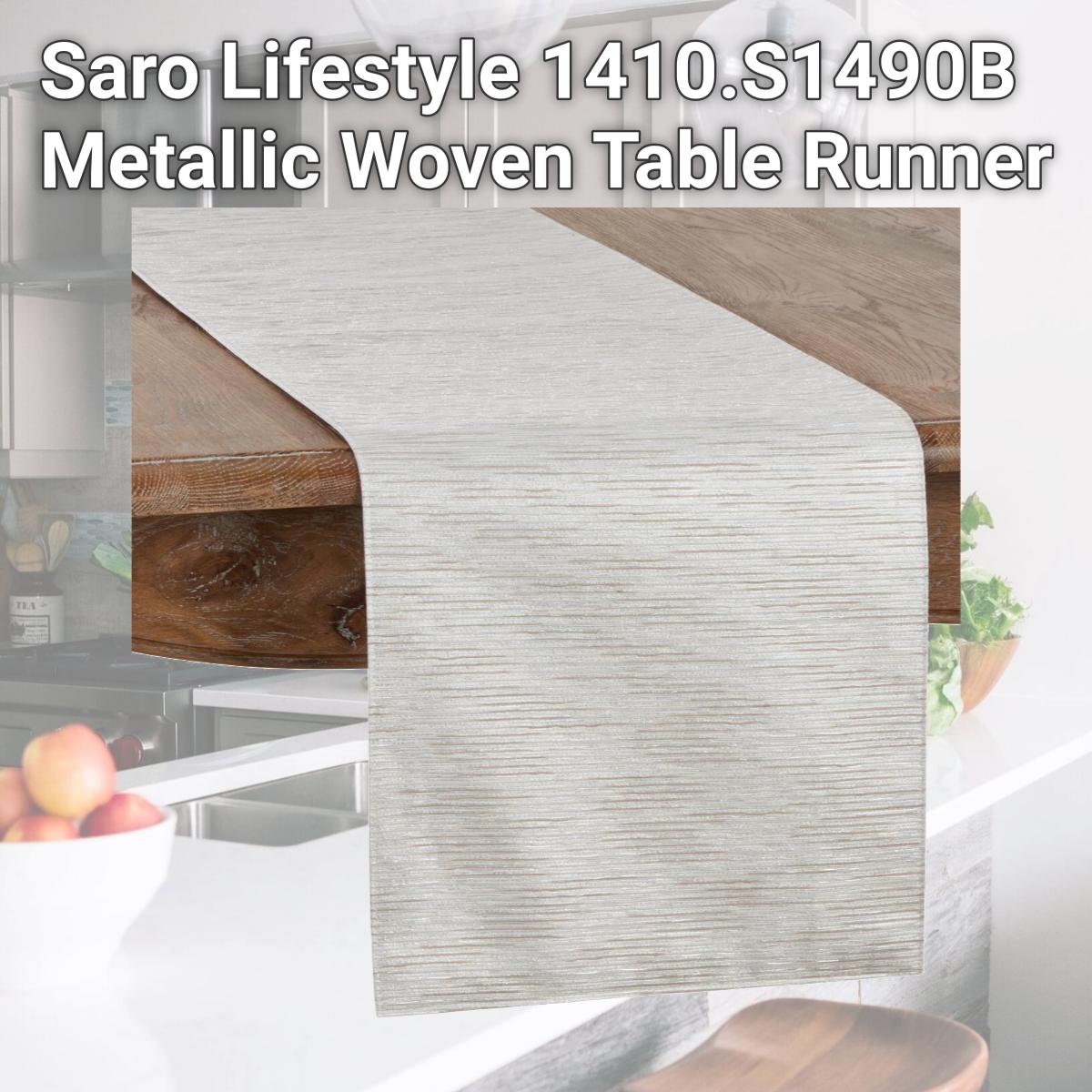 Picture of Saro Lifestyle 1410.S1490B Metallic Woven Table Runner