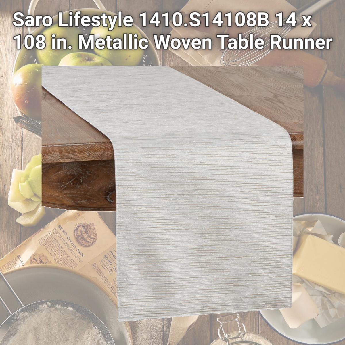 Picture of Saro Lifestyle 1410.S14108B 14 x 108 in. Metallic Woven Table Runner