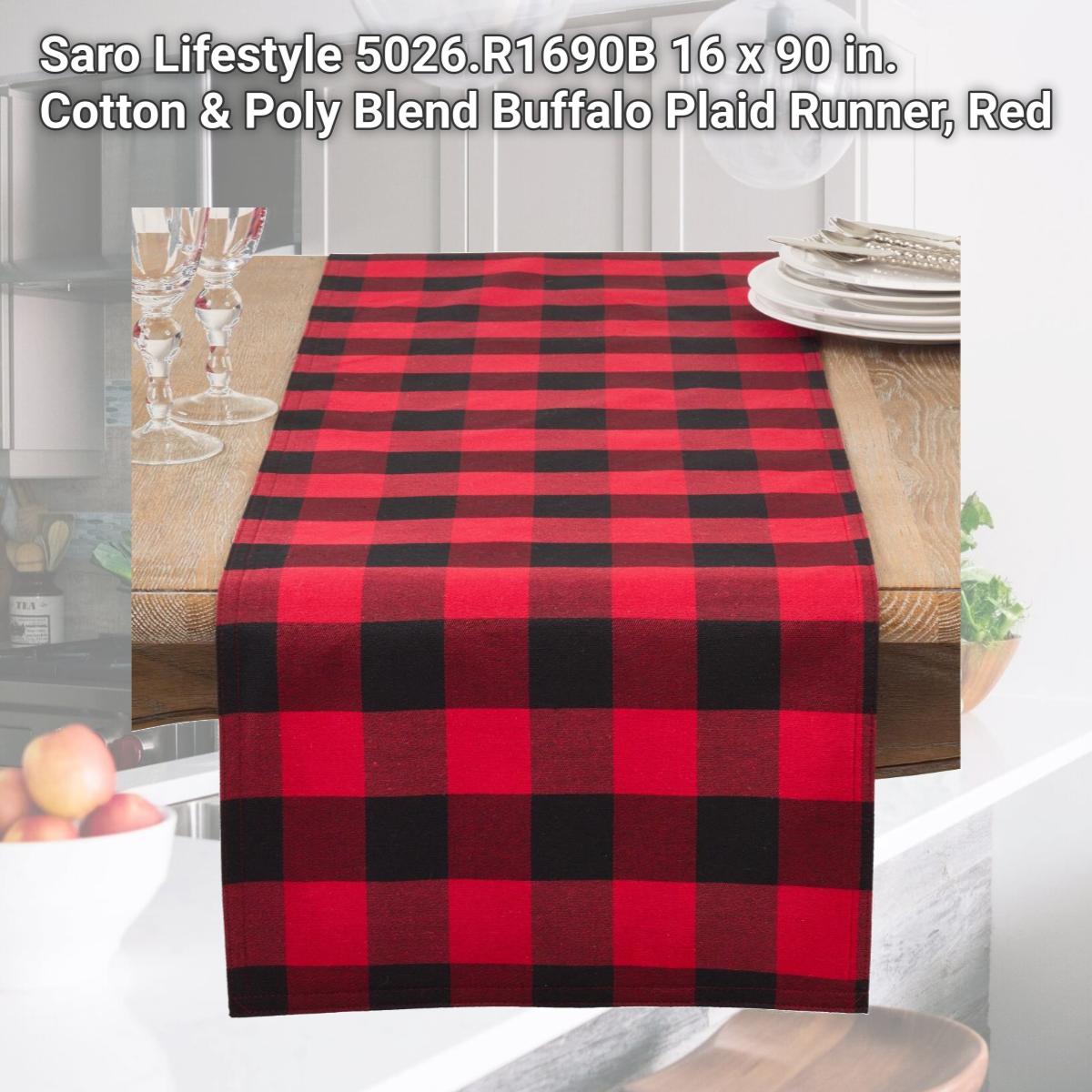 Picture of Saro Lifestyle 5026.R1690B 16 x 90 in. Cotton & Poly Blend Buffalo Plaid Runner&#44; Red