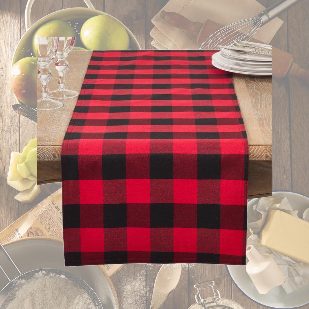 Picture of Saro Lifestyle 5026.R1690B 16 x 90 in. Cotton & Poly Blend Buffalo Plaid Runner&#44; Red
