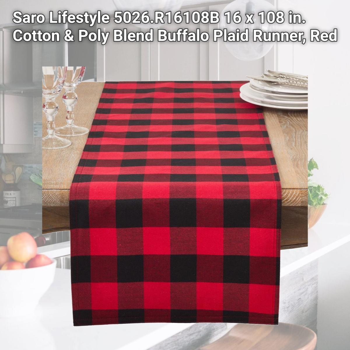 Picture of Saro Lifestyle 5026.R16108B 16 x 108 in. Cotton & Poly Blend Buffalo Plaid Runner, Red