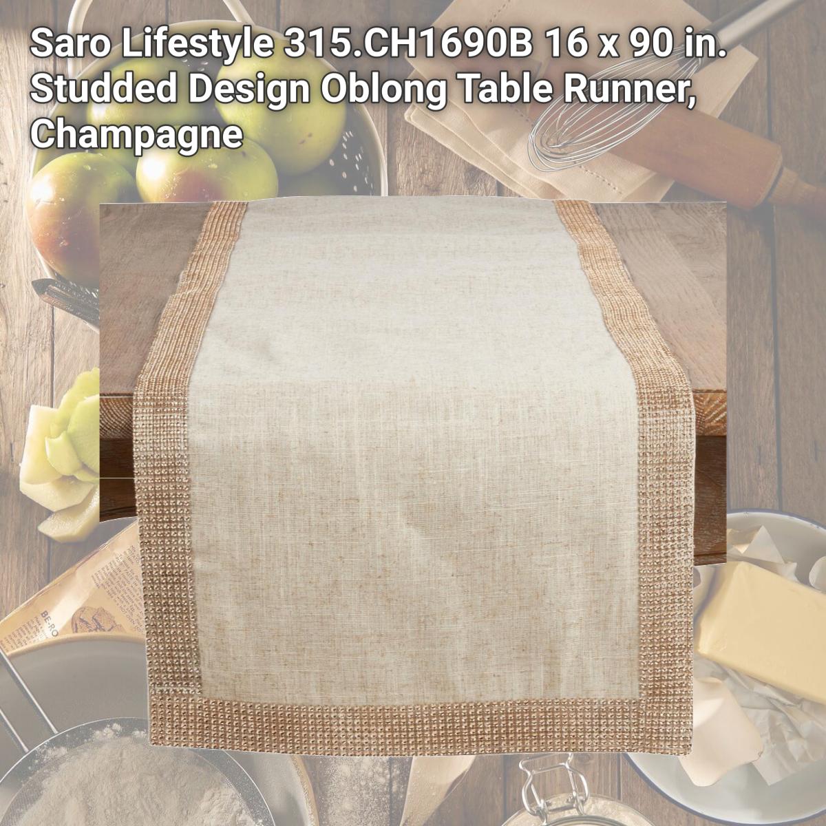 Picture of Saro Lifestyle 315.CH1690B 16 x 90 in. Studded Design Oblong Table Runner, Champagne