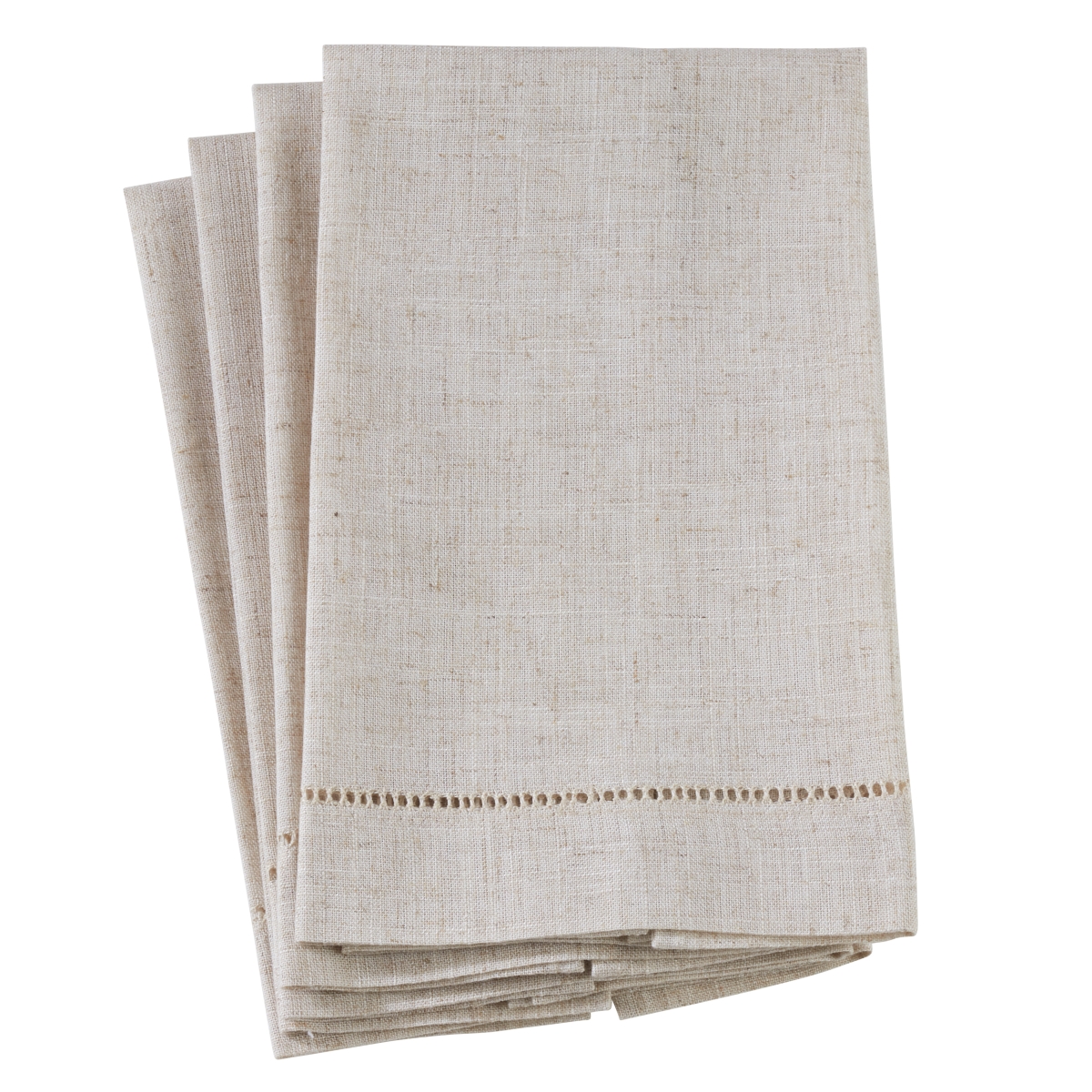 512.n1422 14 X 22 In. Poly & Linen Blend Guest Towels With Plain Hemstitch Design - Natural