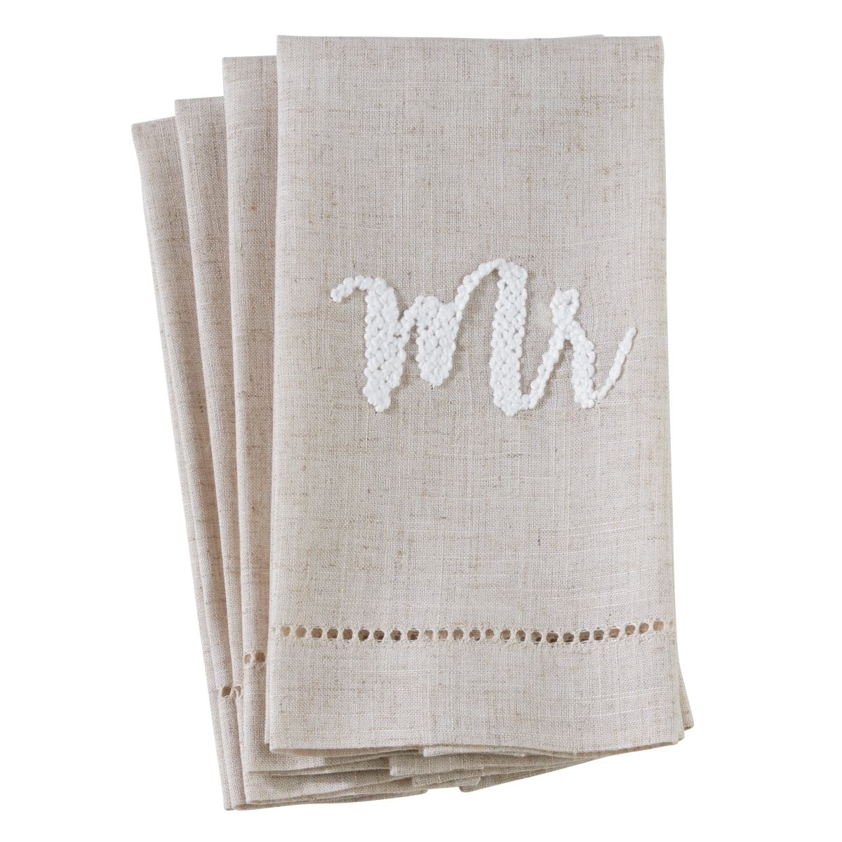 515.n1422 14 X 22 In. Poly Blend Mr Hemstitch Guest Towels - Natural, Set Of 4